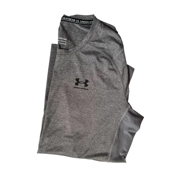 Under Armour Shirt Mens 2XL XXL Gray Short Sleeve Compression Heat Gear Active - Picture 1 of 3